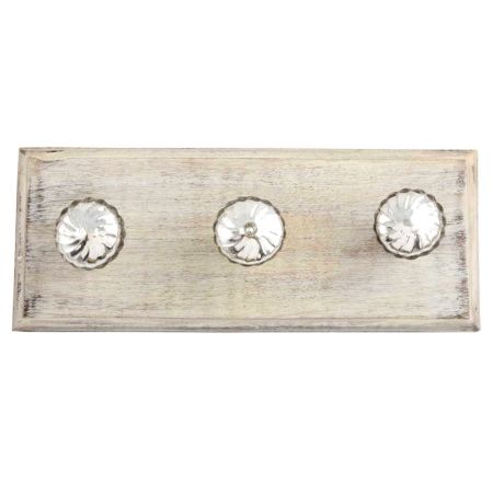 Silver Stripe Murcary Glass Wooden Hook 